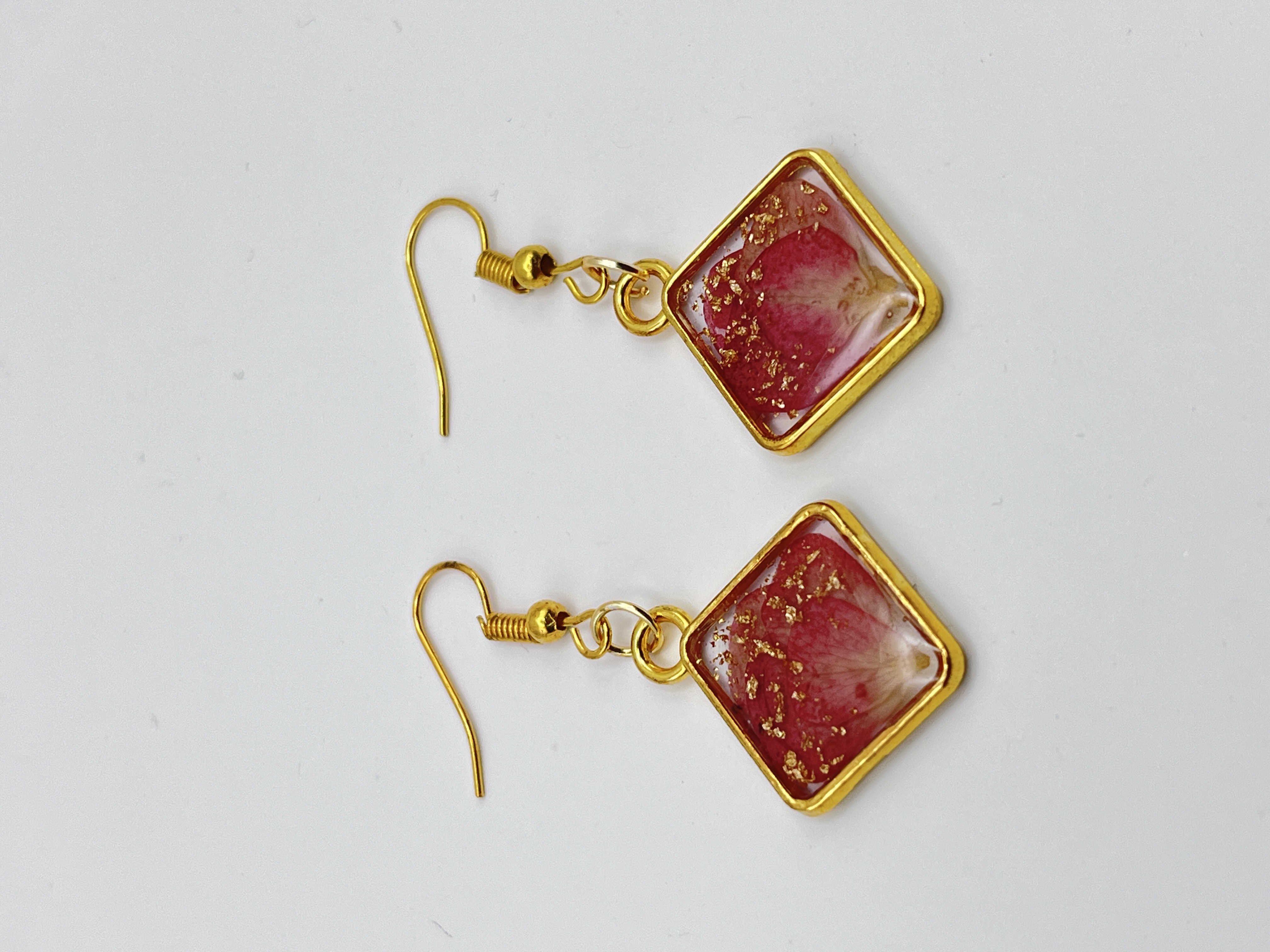 Square Pink Resin Earrings