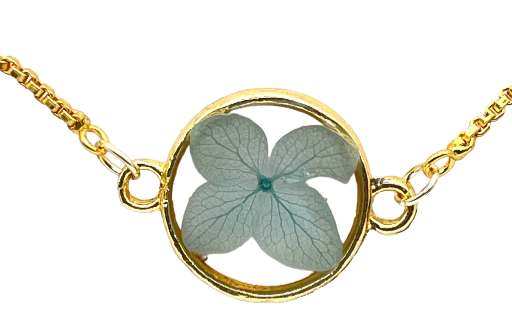 Pressed Real Flower Gold Bracelet