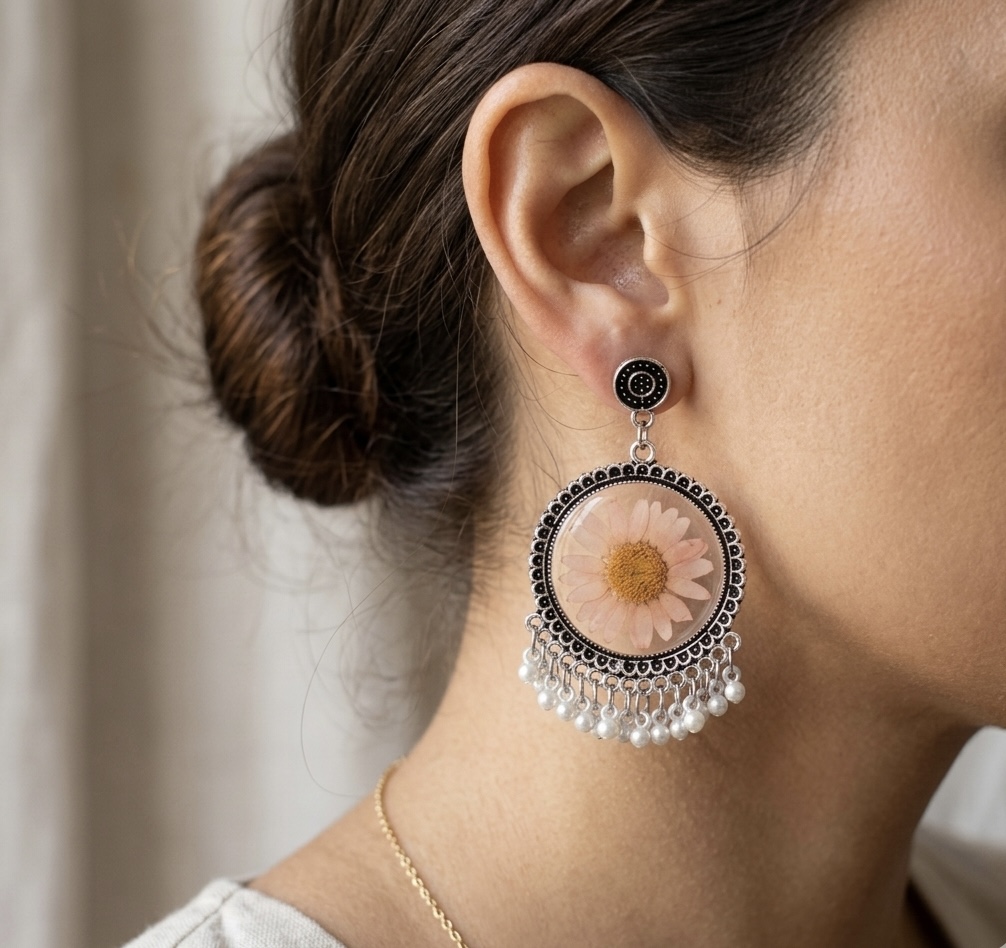 Floral Statement Earrings - Jhumka