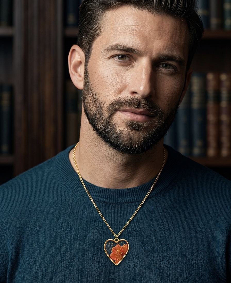 Heart-Shaped Resin Real Flower Pendant Necklace