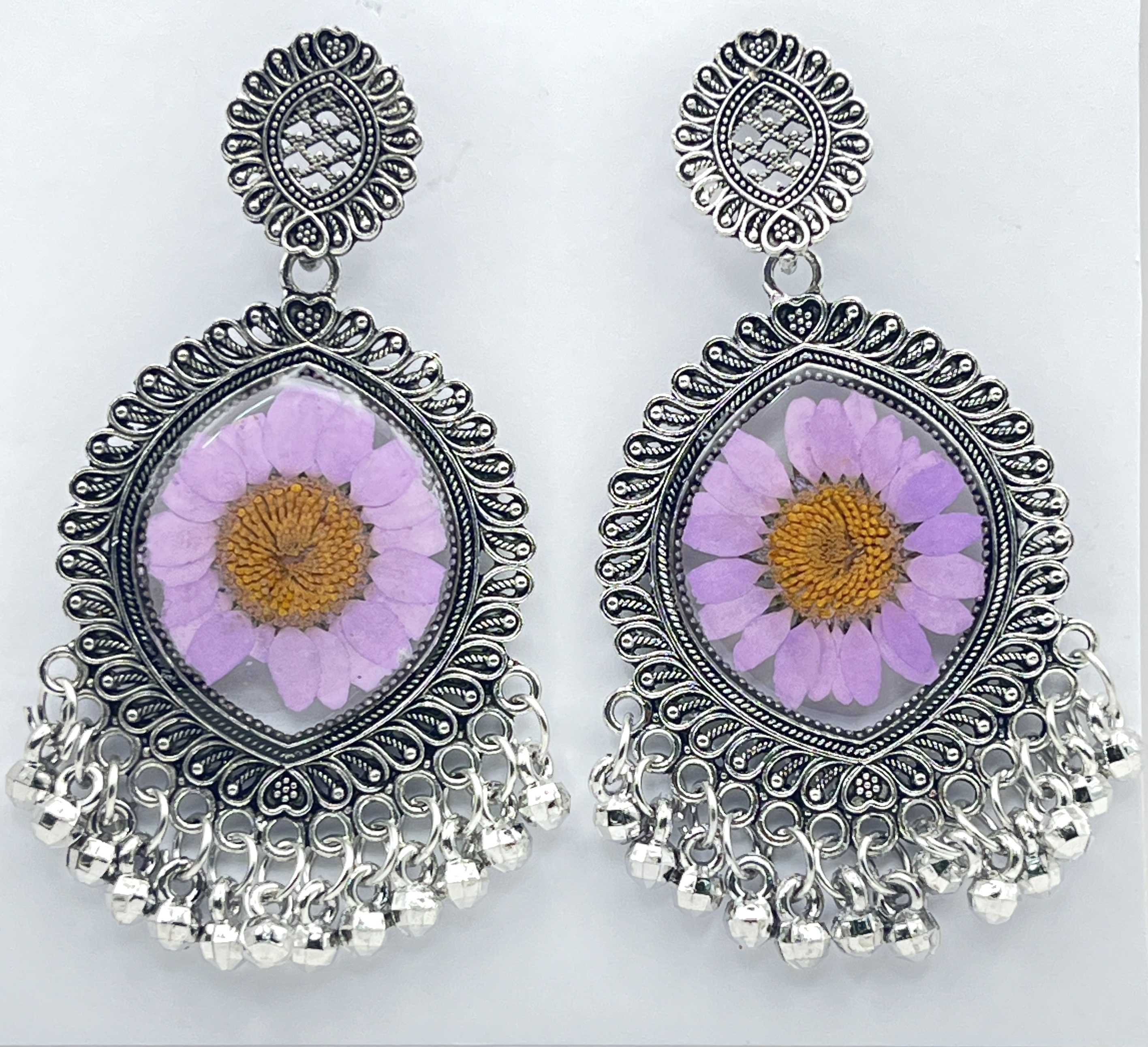 Floral Antique Drop Earrings - Jhumka
