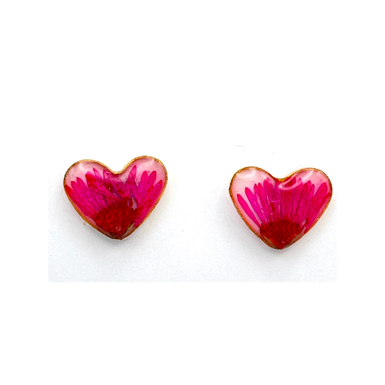 Heart-Shaped Floral Stud Earrings