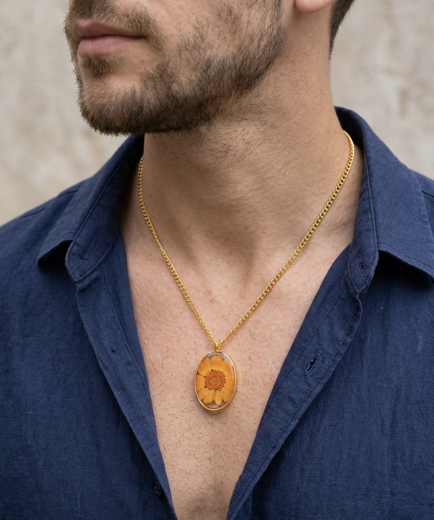 Pressed Real Flower Pendant Necklace