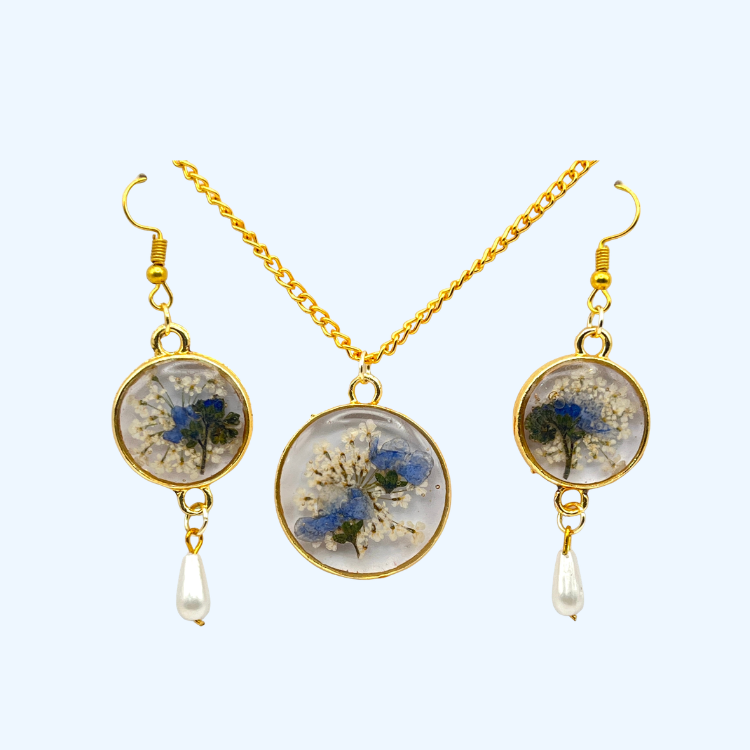 Pressed Flower Jewelry Set
