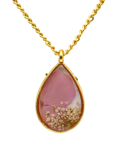 Floral Resin Pendant Necklace