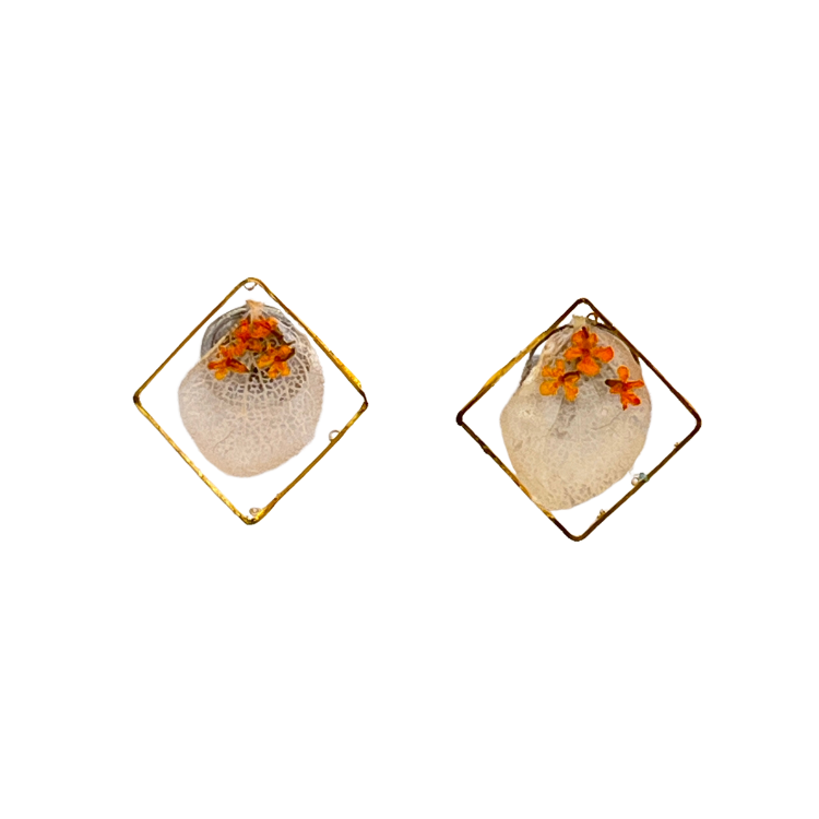 Handmade Floral Resin Earrings - Stud