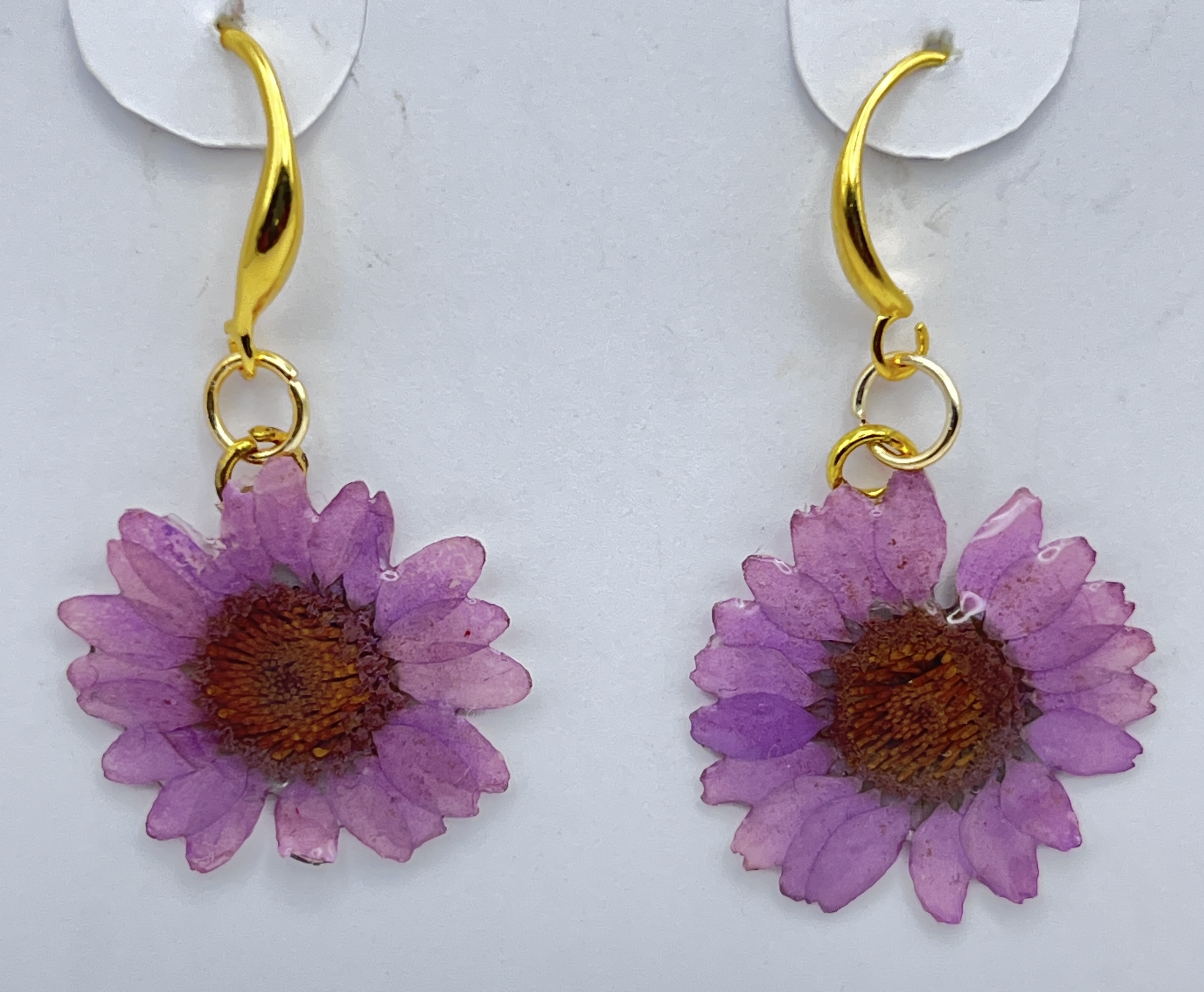 Purple Daisy Flower Earrings