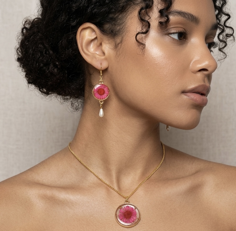 Pressed Flower Jewelry Set