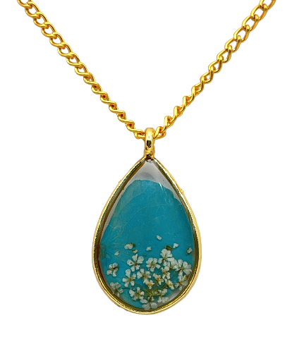 Teardrop Floral Pendant Necklace