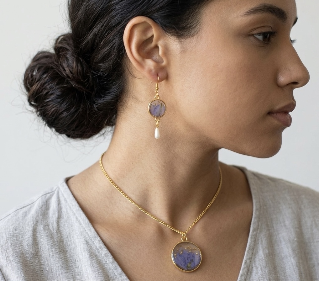 Pressed Flower Jewelry Set