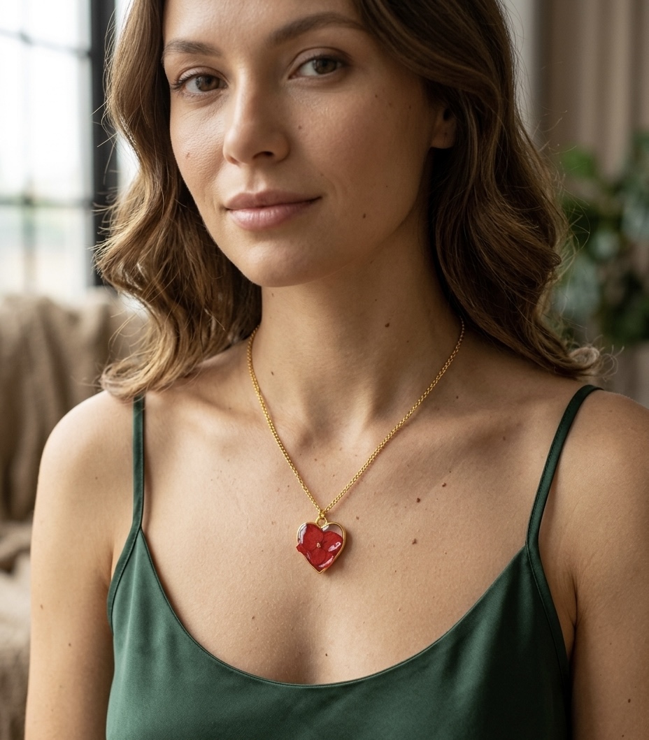 Heart-Shaped Floral Pendant Necklace