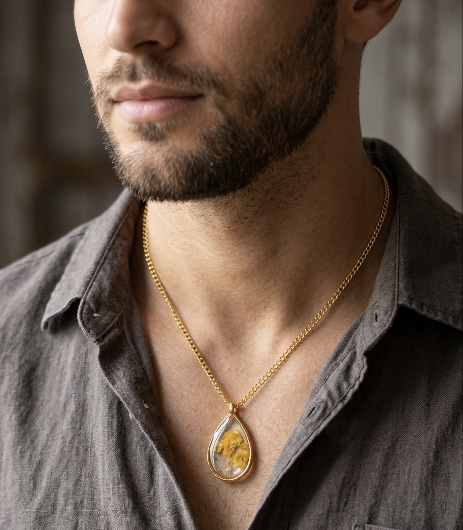 Pressed Flower Resin Pendant Necklace