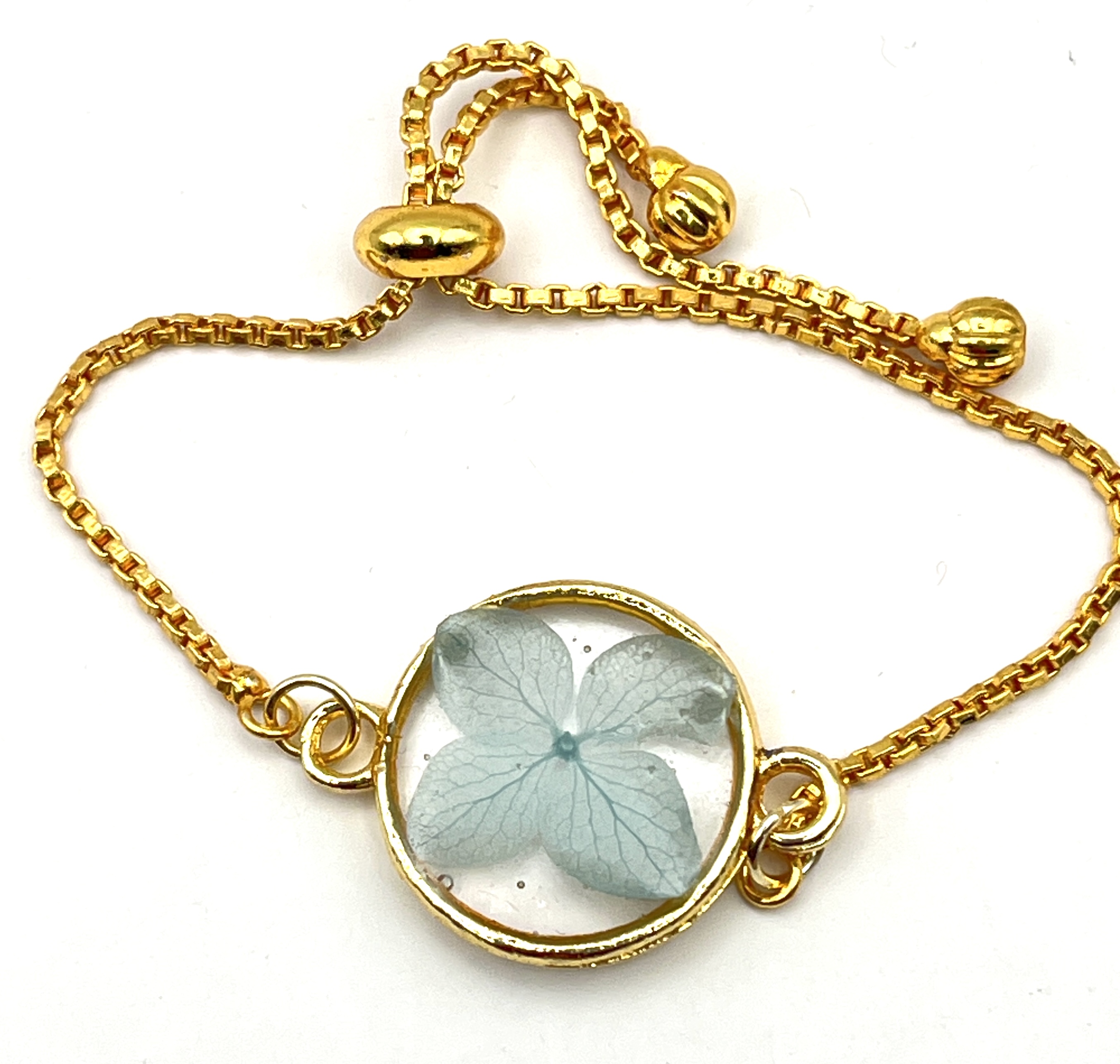 Pressed Real Flower Gold Bracelet