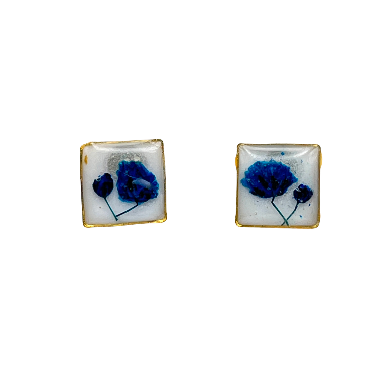Resin Floral Square Stud Earrings