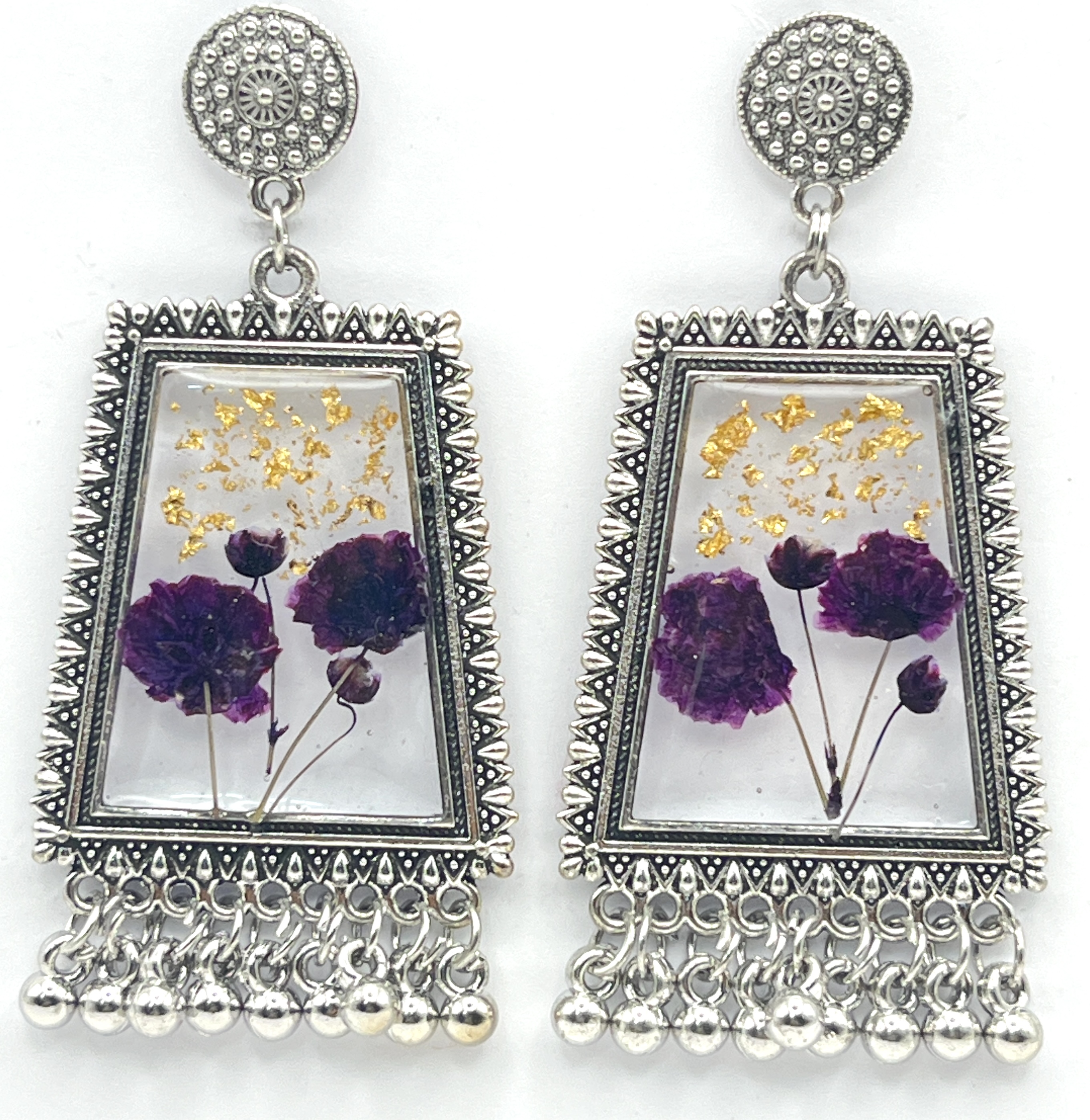 Handcrafted Floral Resin Earrings - Jhumka