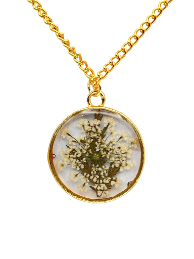 Pressed Real Flower Pendant Necklace