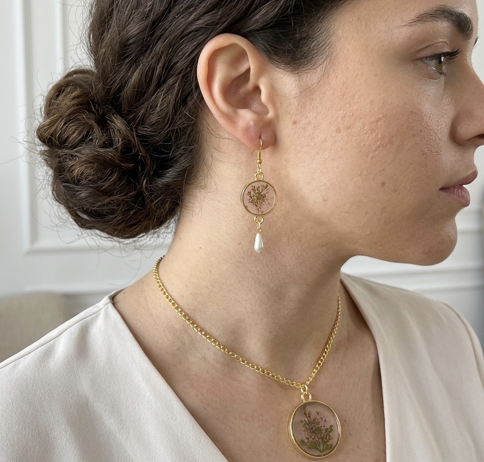 Floral Resin Jewelry Set