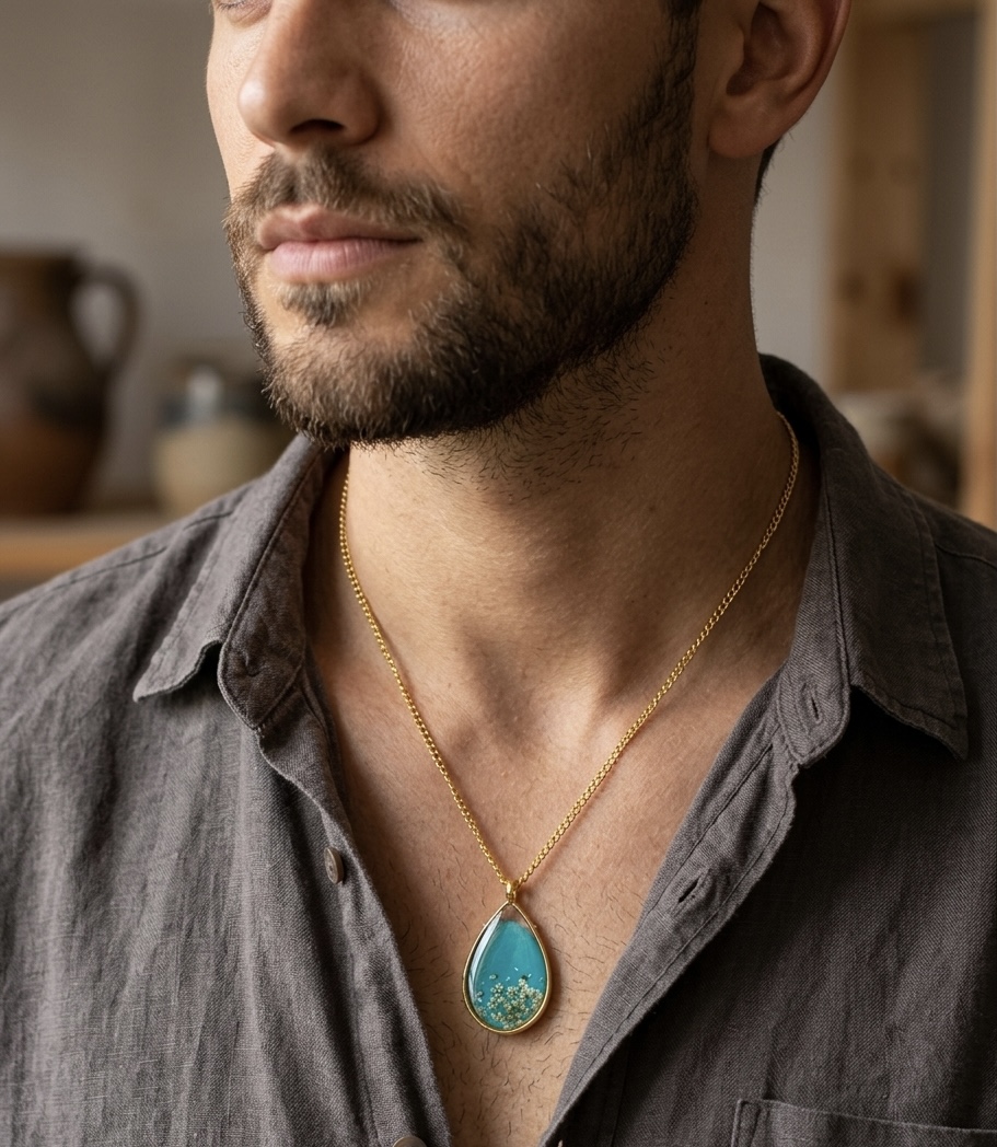 Teardrop Floral Pendant Necklace