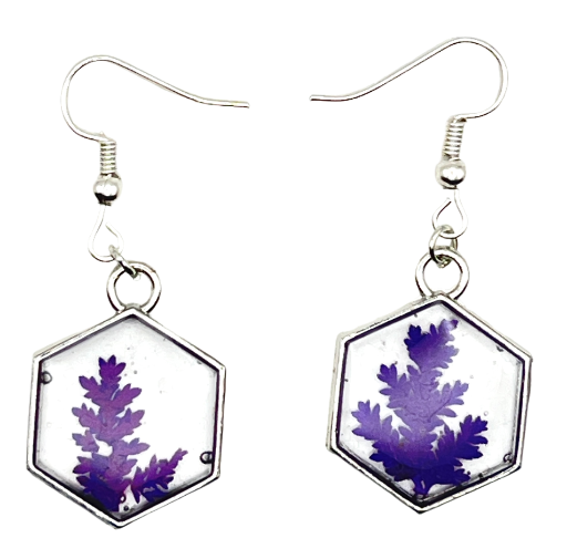 Hexagon Botanical Drop Earrings