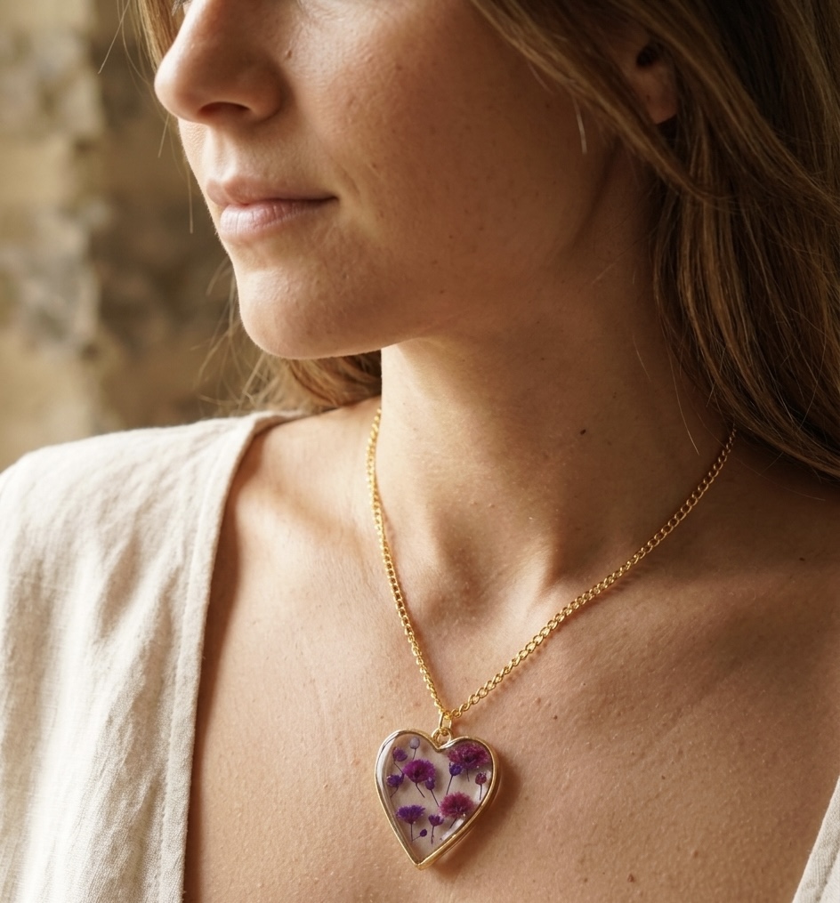 Heart-Shaped Floral Pendant Necklace