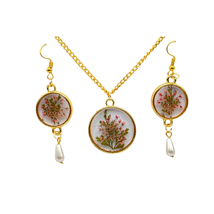Floral Resin Jewelry Set