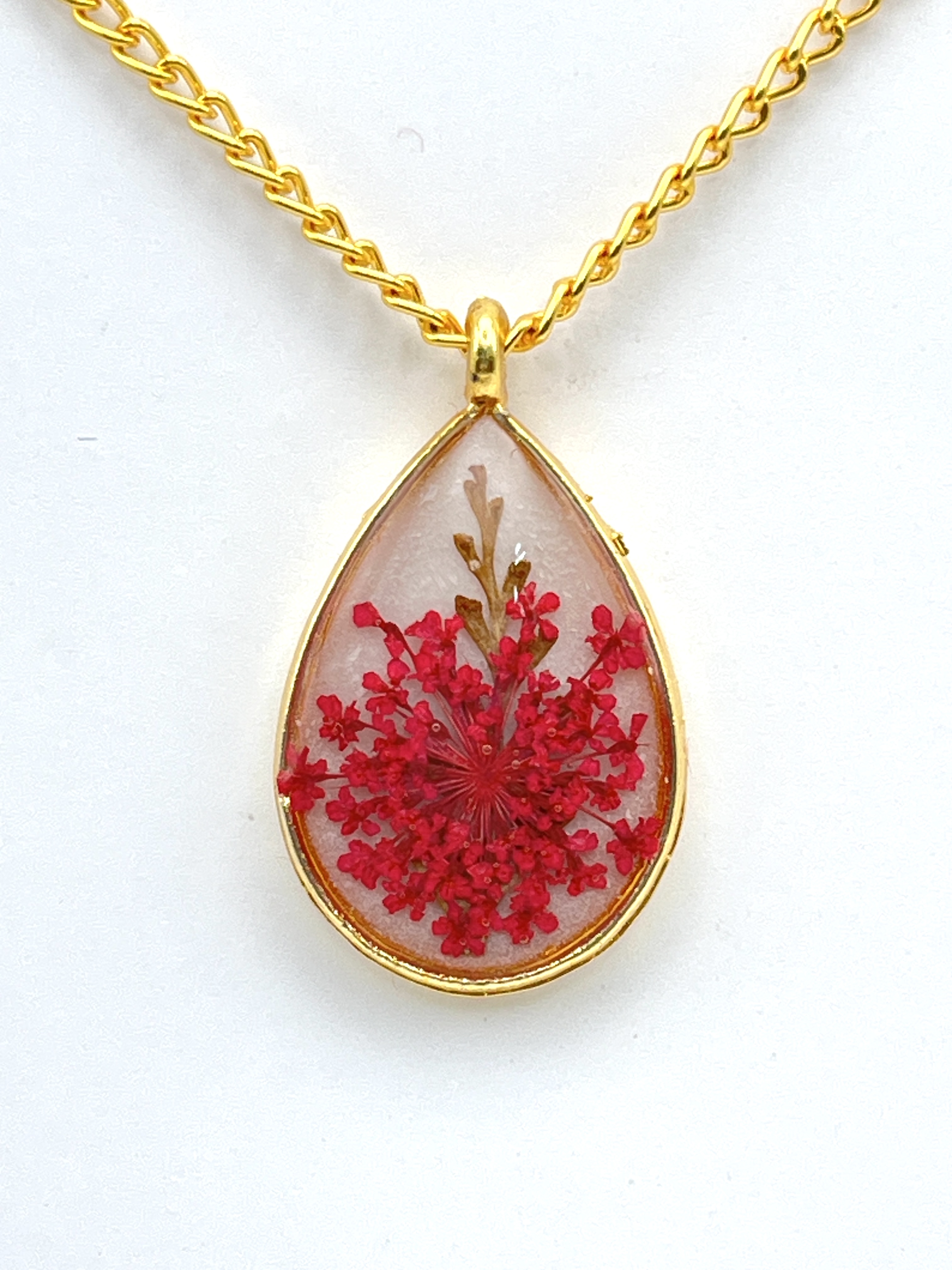 Pressed Flower Gold Pendant
