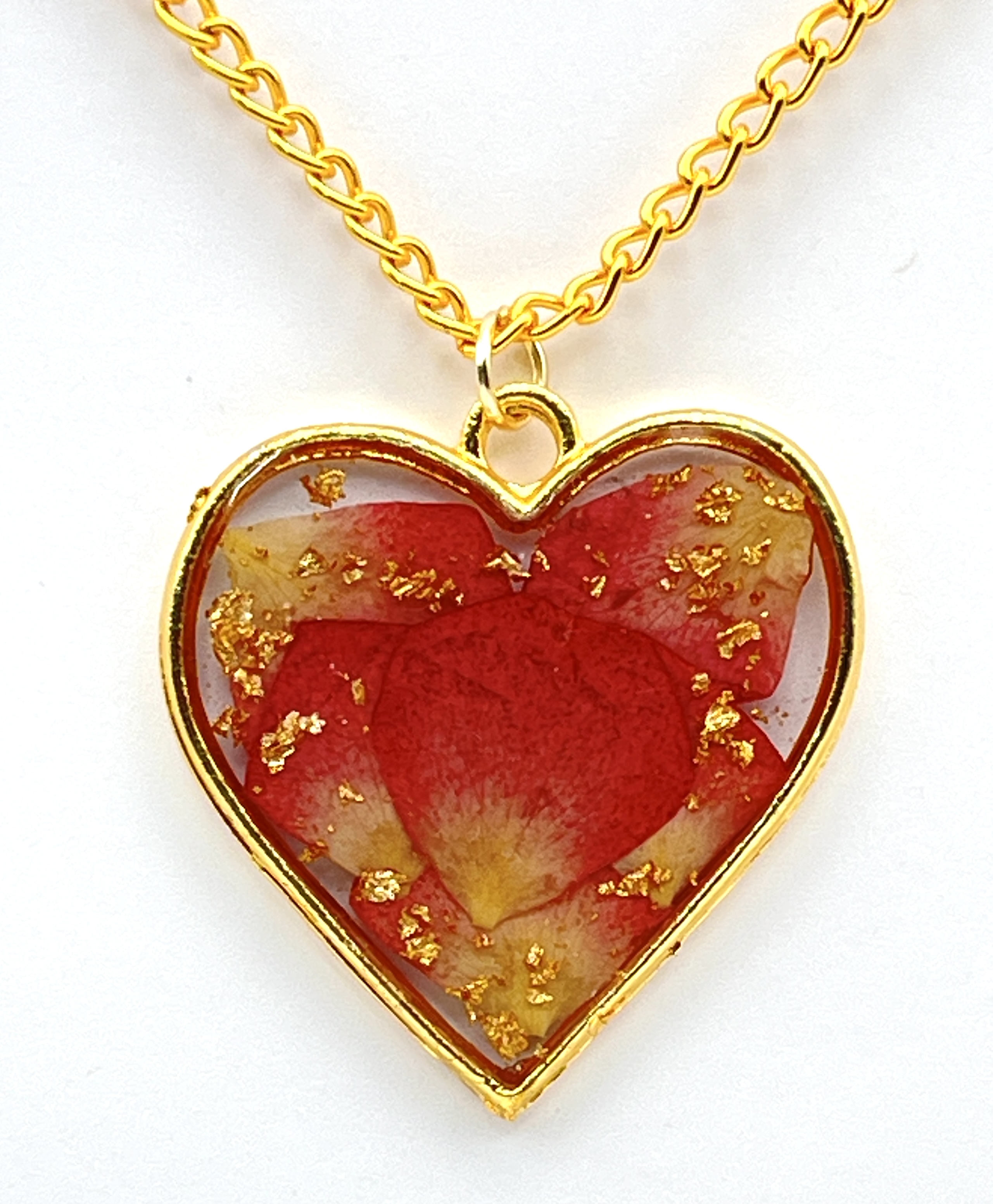 Heart-Shaped Floral Resin Pendant
