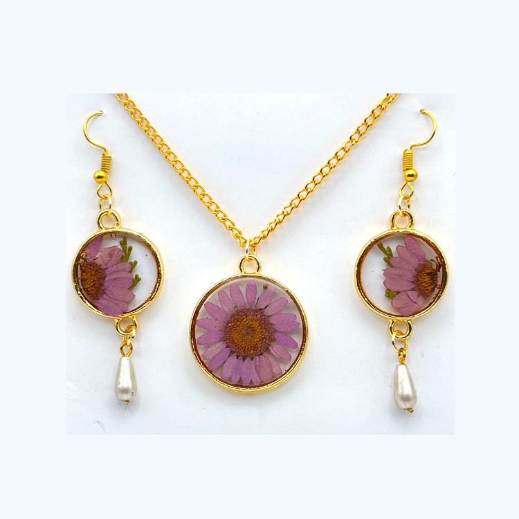 Pressed Flower Jewelry Set