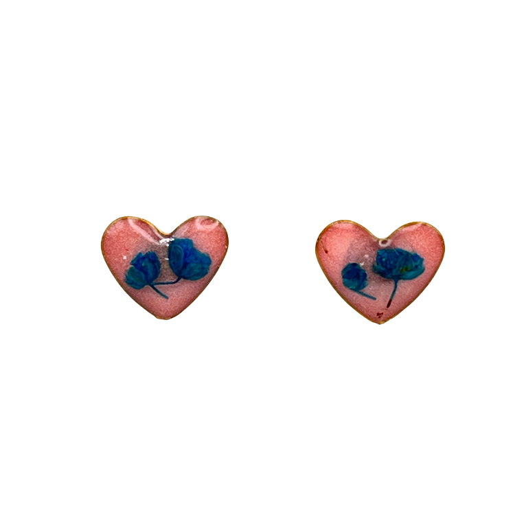 Heart-Shaped Floral Stud Earrings