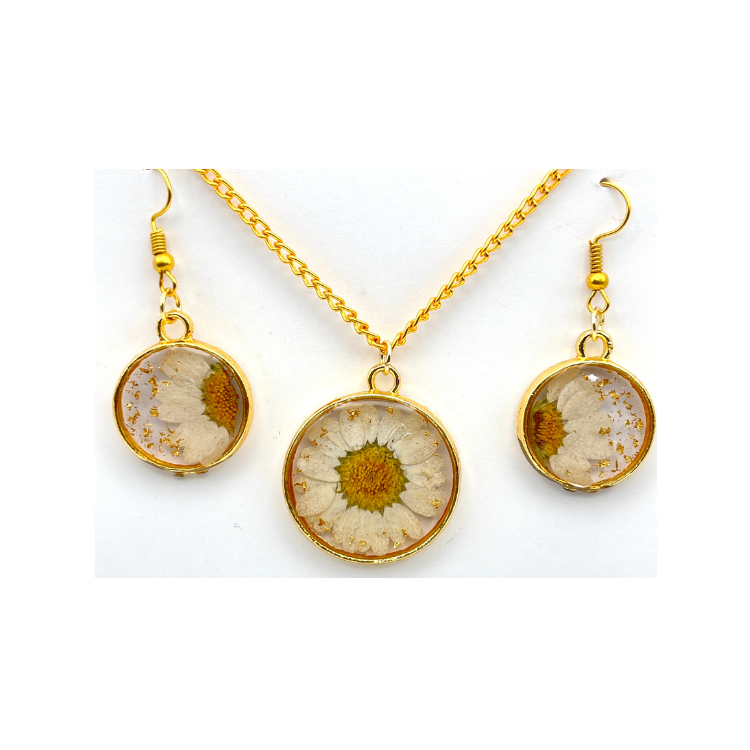 Pressed Real Flower Jewelry Set