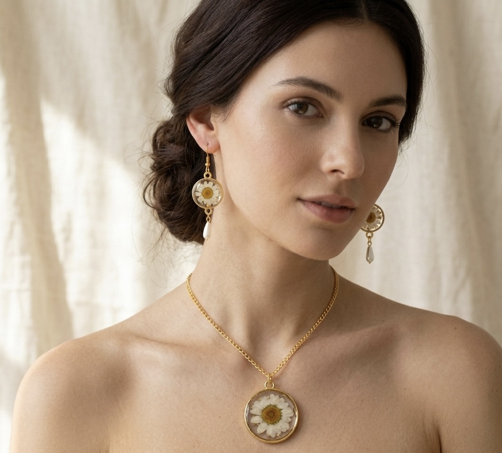 Pressed Flower Jewelry Set
