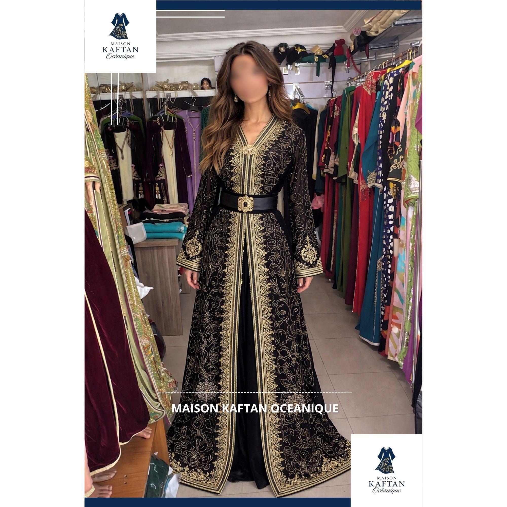 Takchita noir brodé