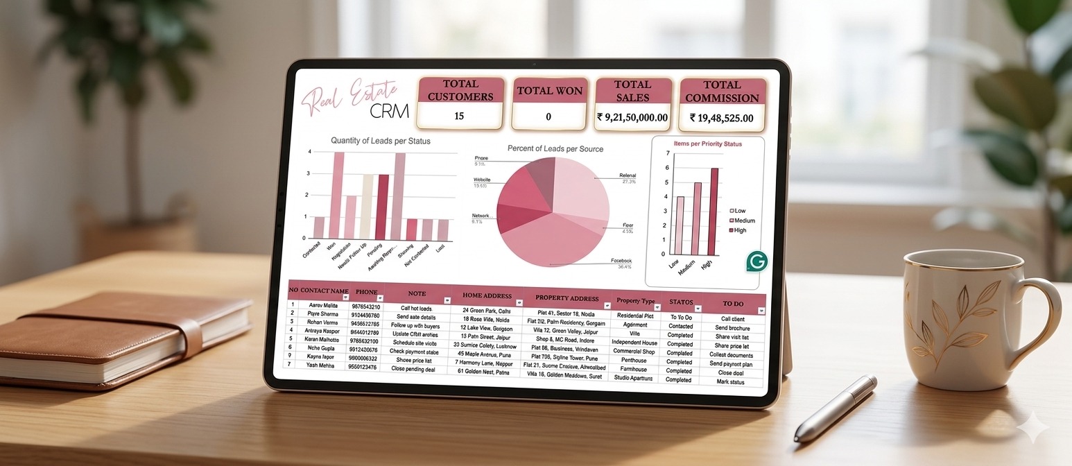 real estate Sales Lead Management Excel Sheet