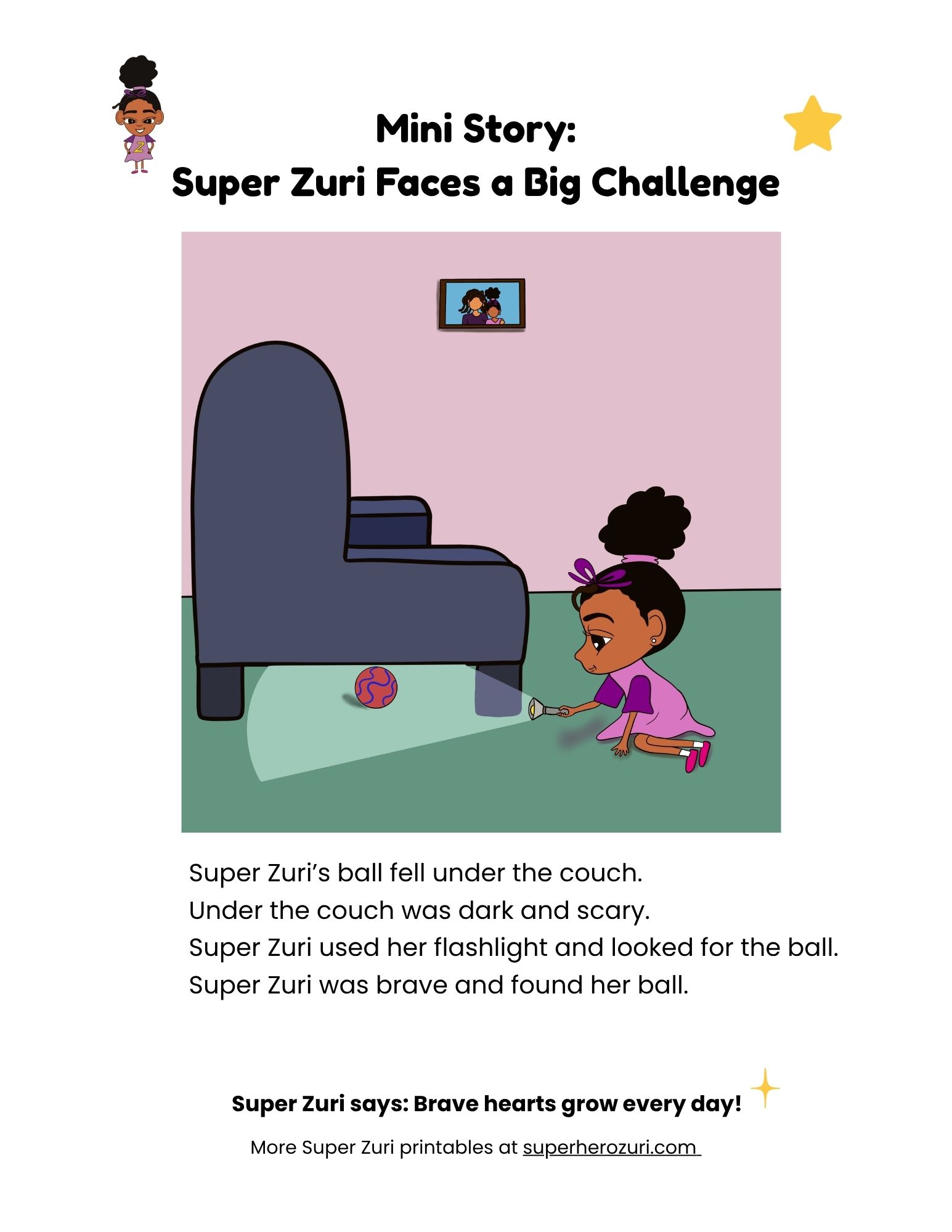 Super Zuri Mini Story Printable | A Big Challenge