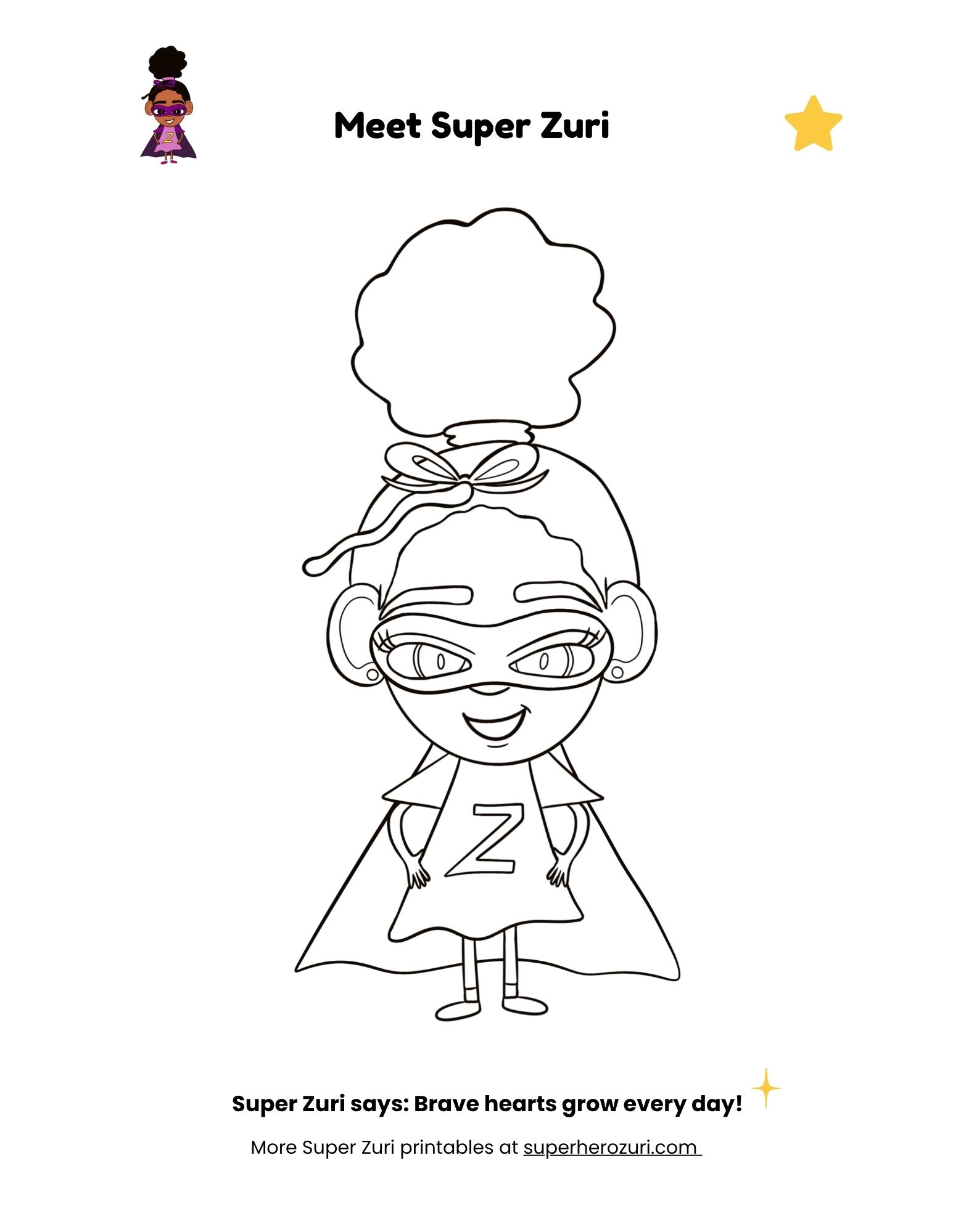 Free Super Zuri Coloring Page for Kids