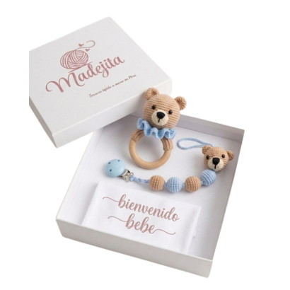 Set de regalo para bebé - Osito tejido