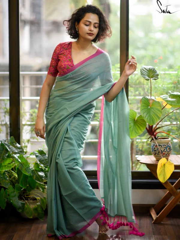 Pastel Green Cotton Saree