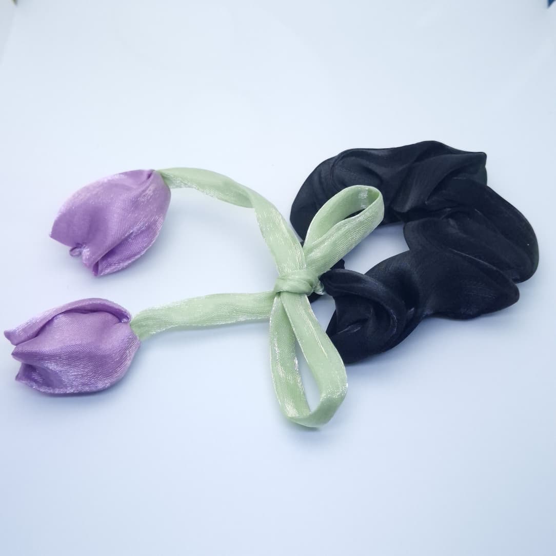 Satin Floral Hair Scrunchie