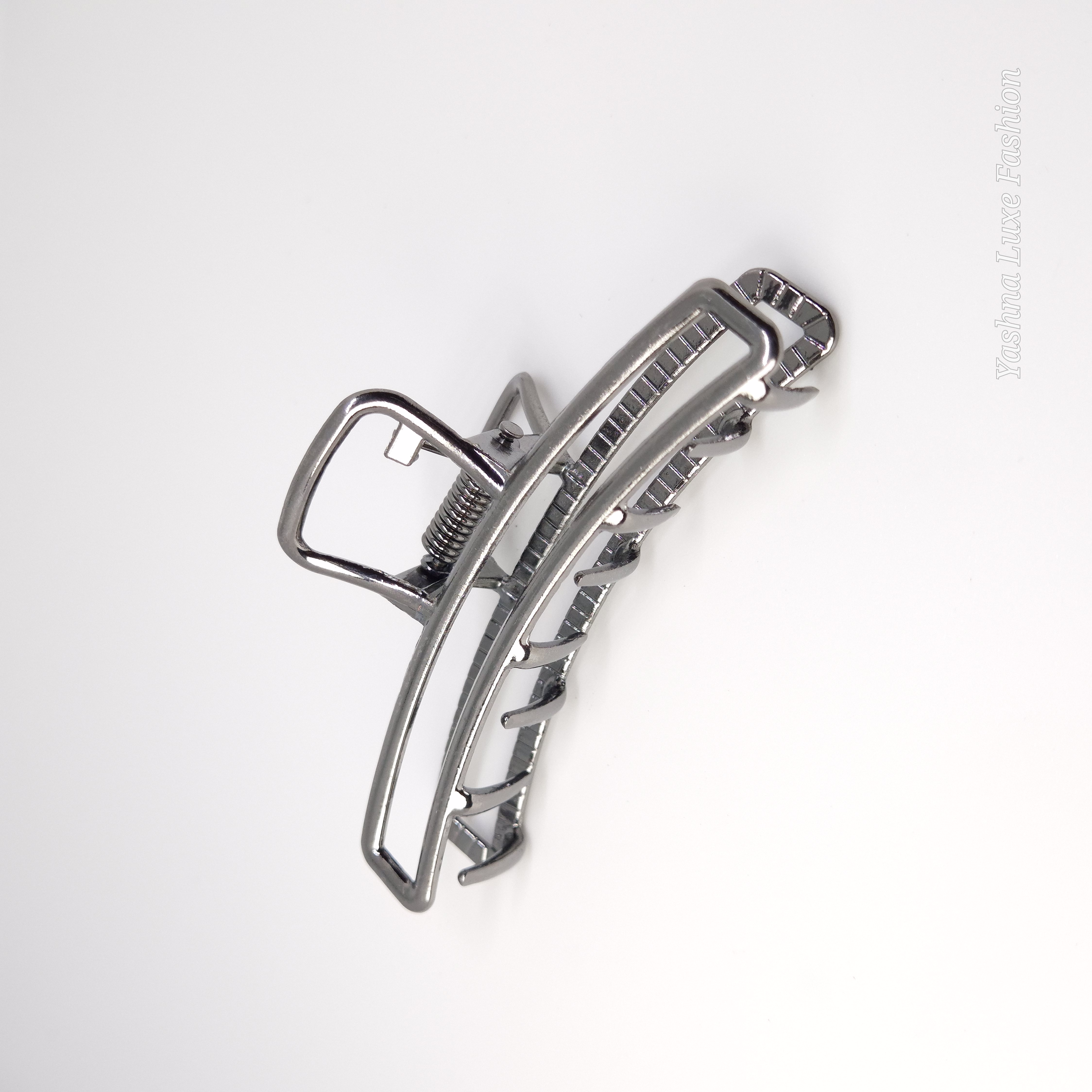 Metallic Rectangular Crescent Hair Claw Clip