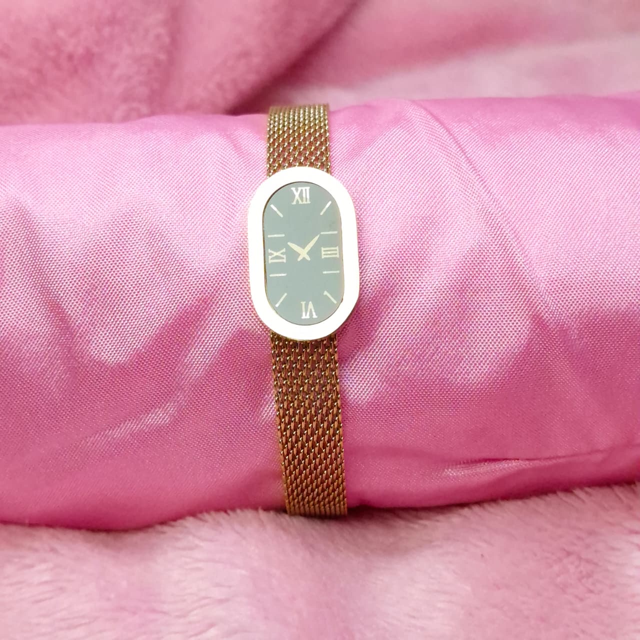 Anti Tarnish Gold Plated Roman Numeral Mesh Watch Bracelet