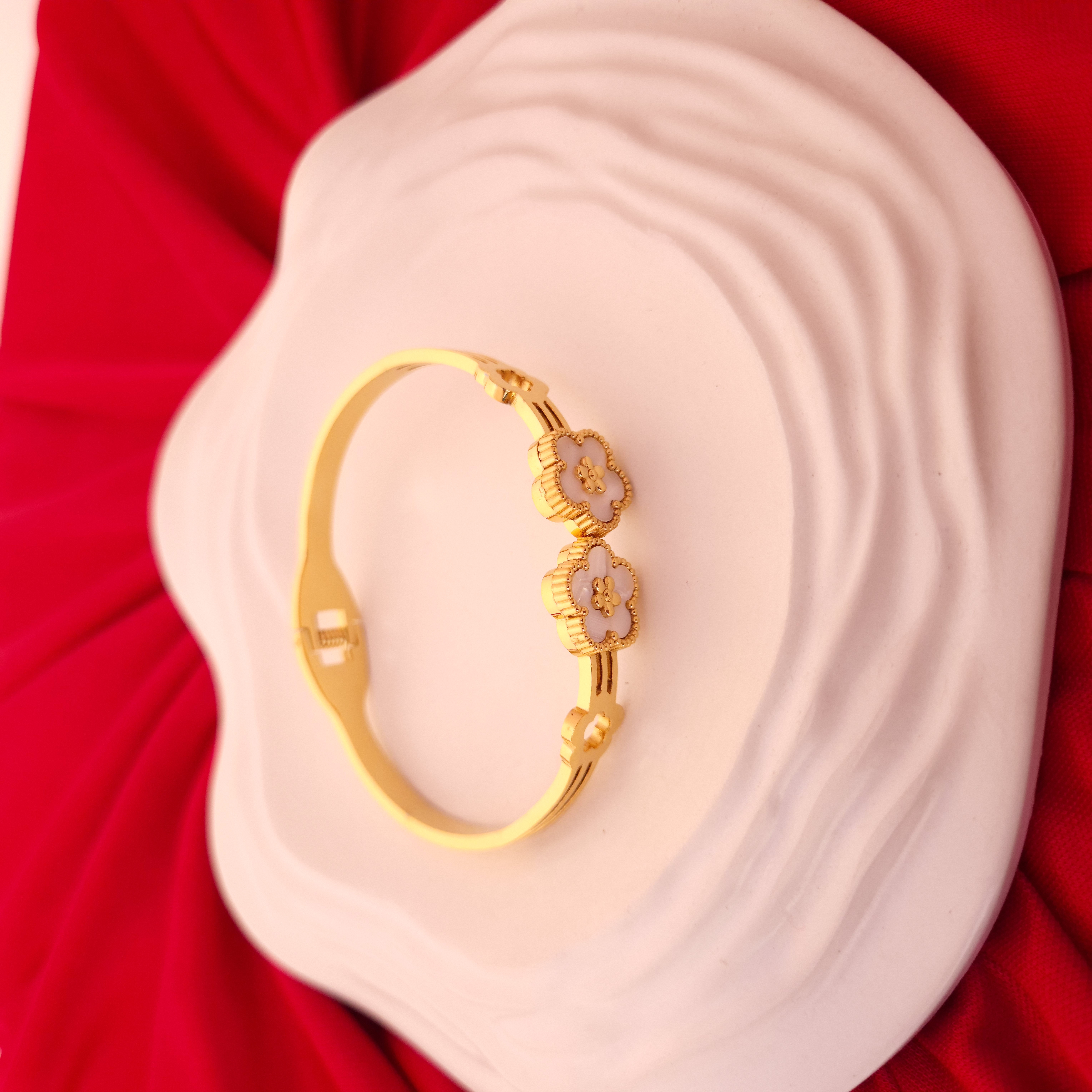 Pearl Blossom Gold Floral Bracelet