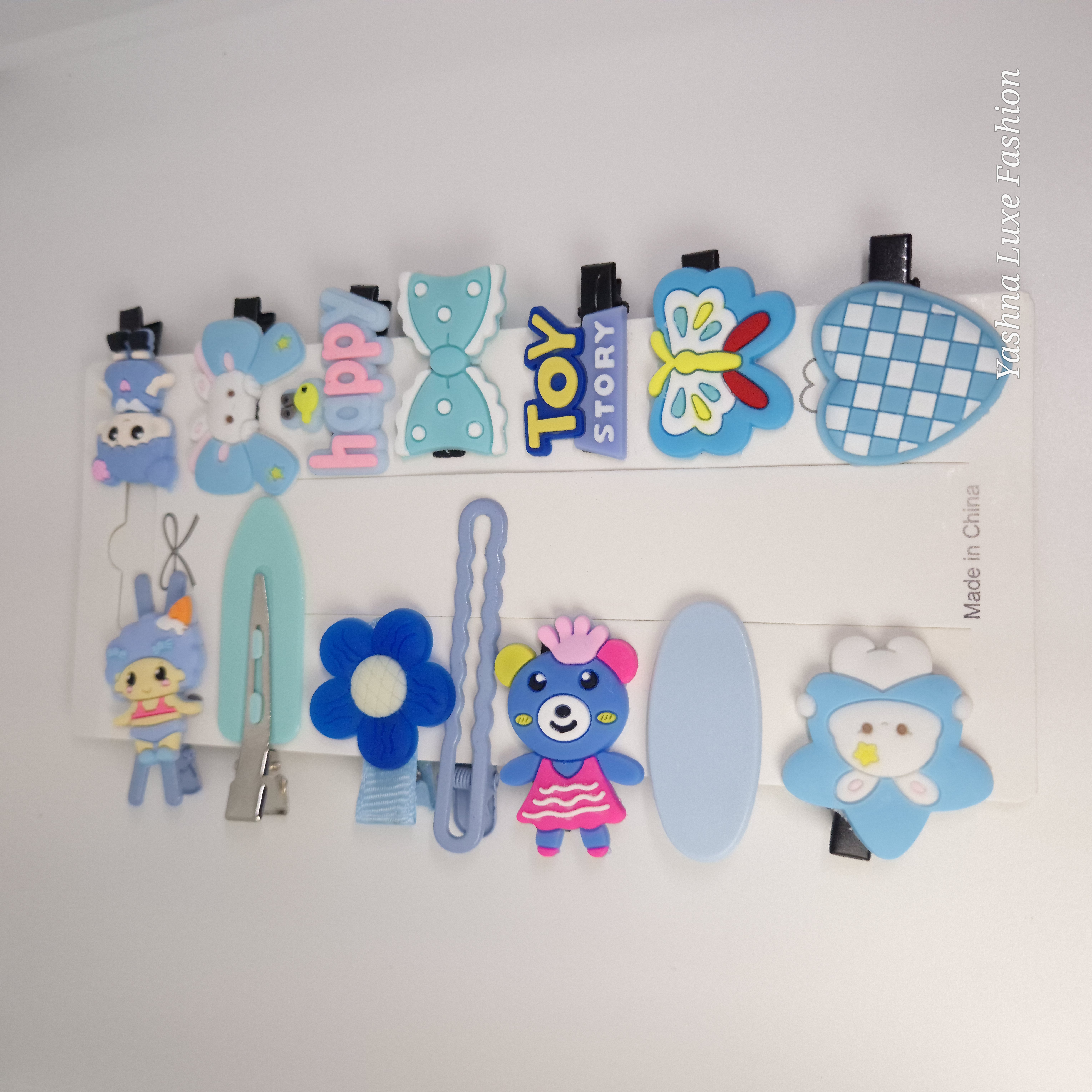Korean Style Blue color Hair Clips Set For Kids
