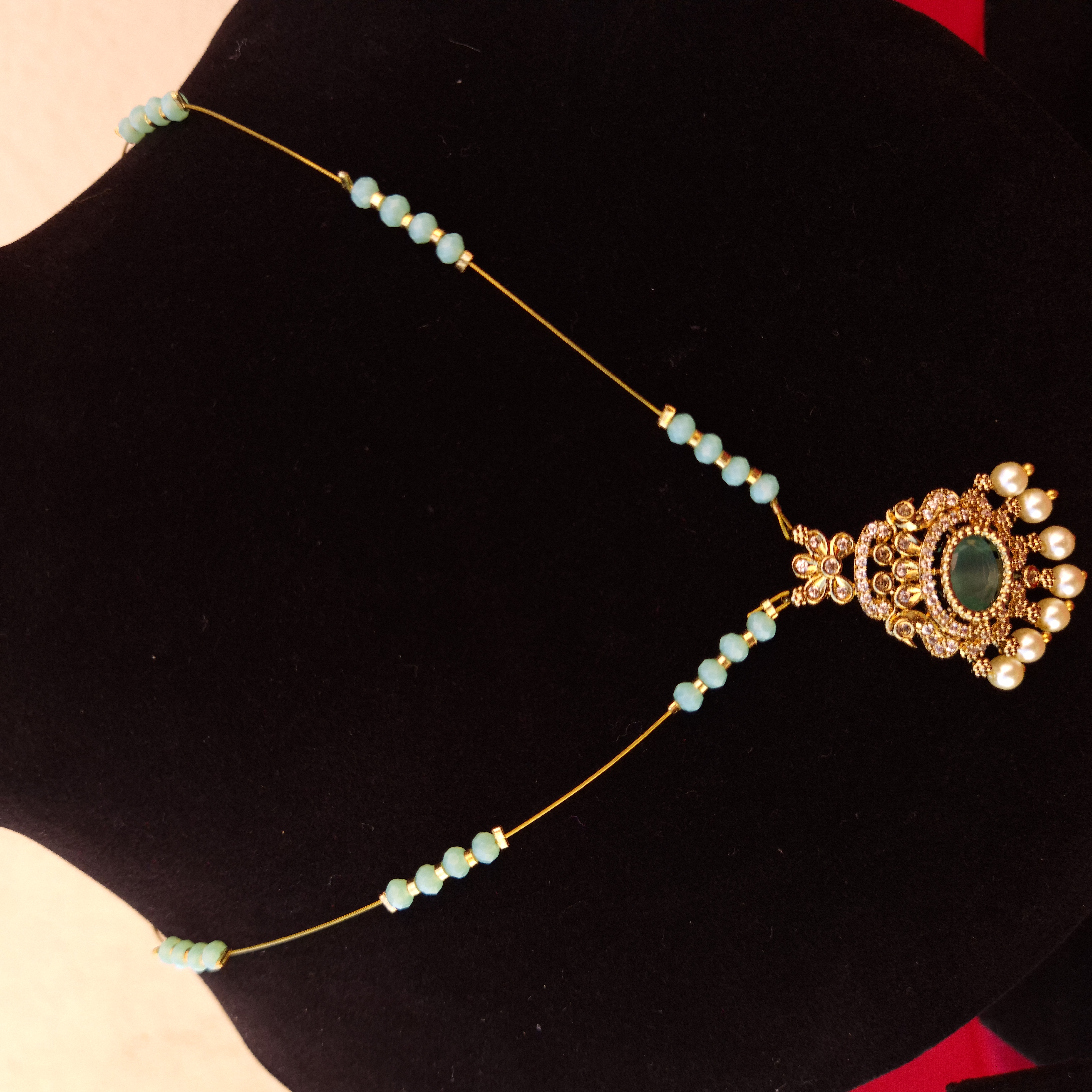 Invisible Aqua Green Peacock Elegant Pendant Necklace