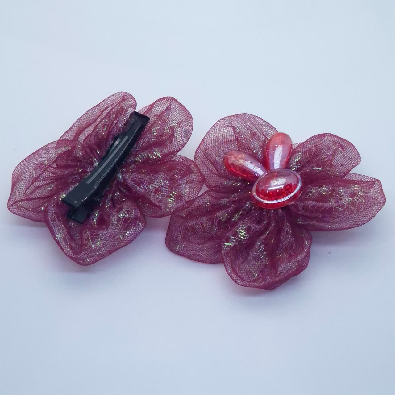 Glitter Mesh Hair Clips