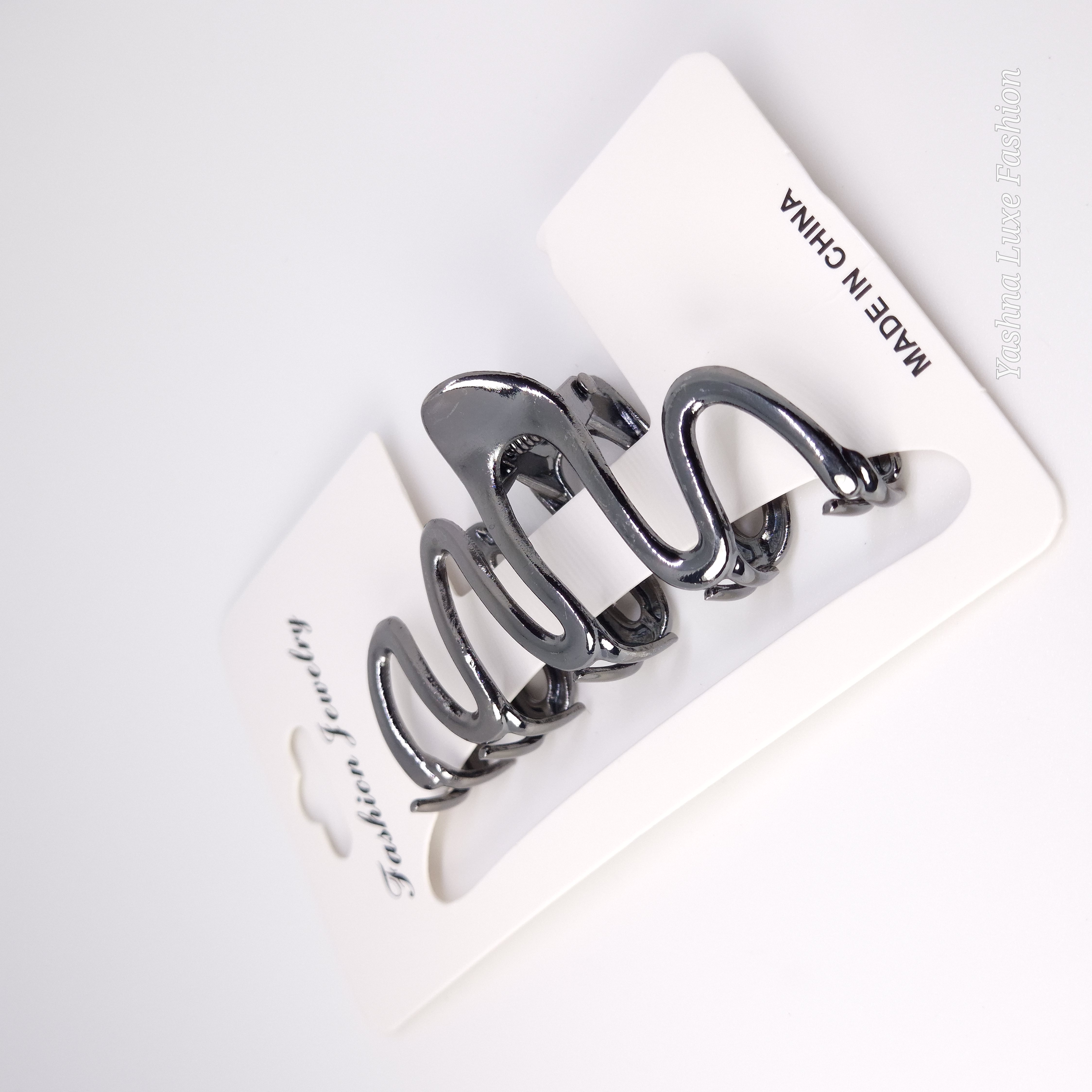 Metallic Abstract Wavy Claw Clip
