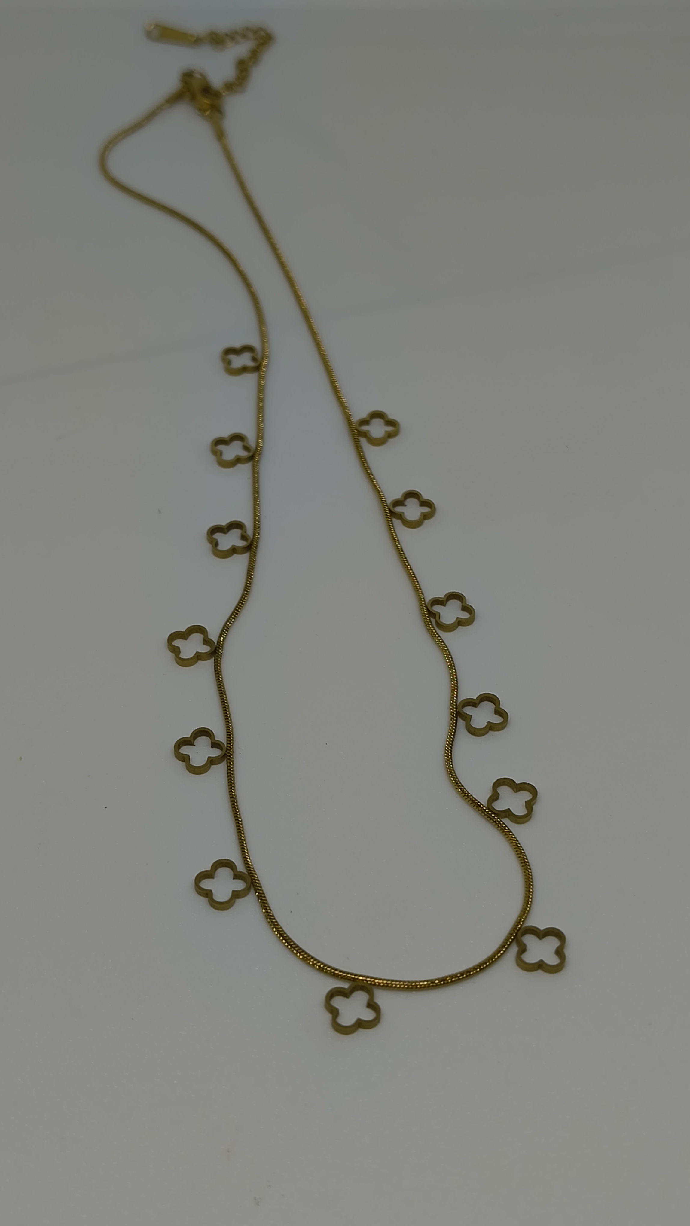 Anti Tarnish Gold Clover Pendant Necklace