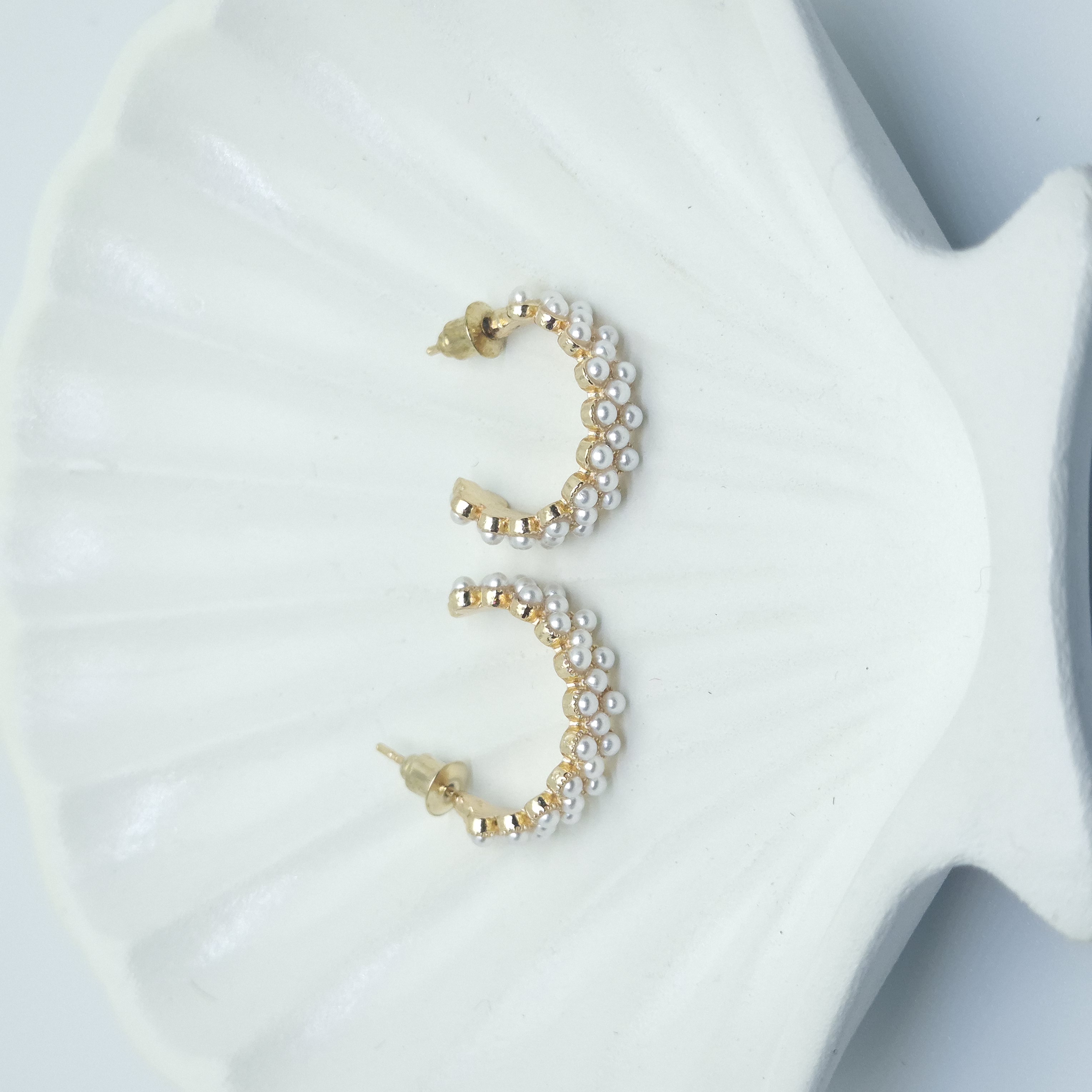 Elegant Pearl Hoop Earrings