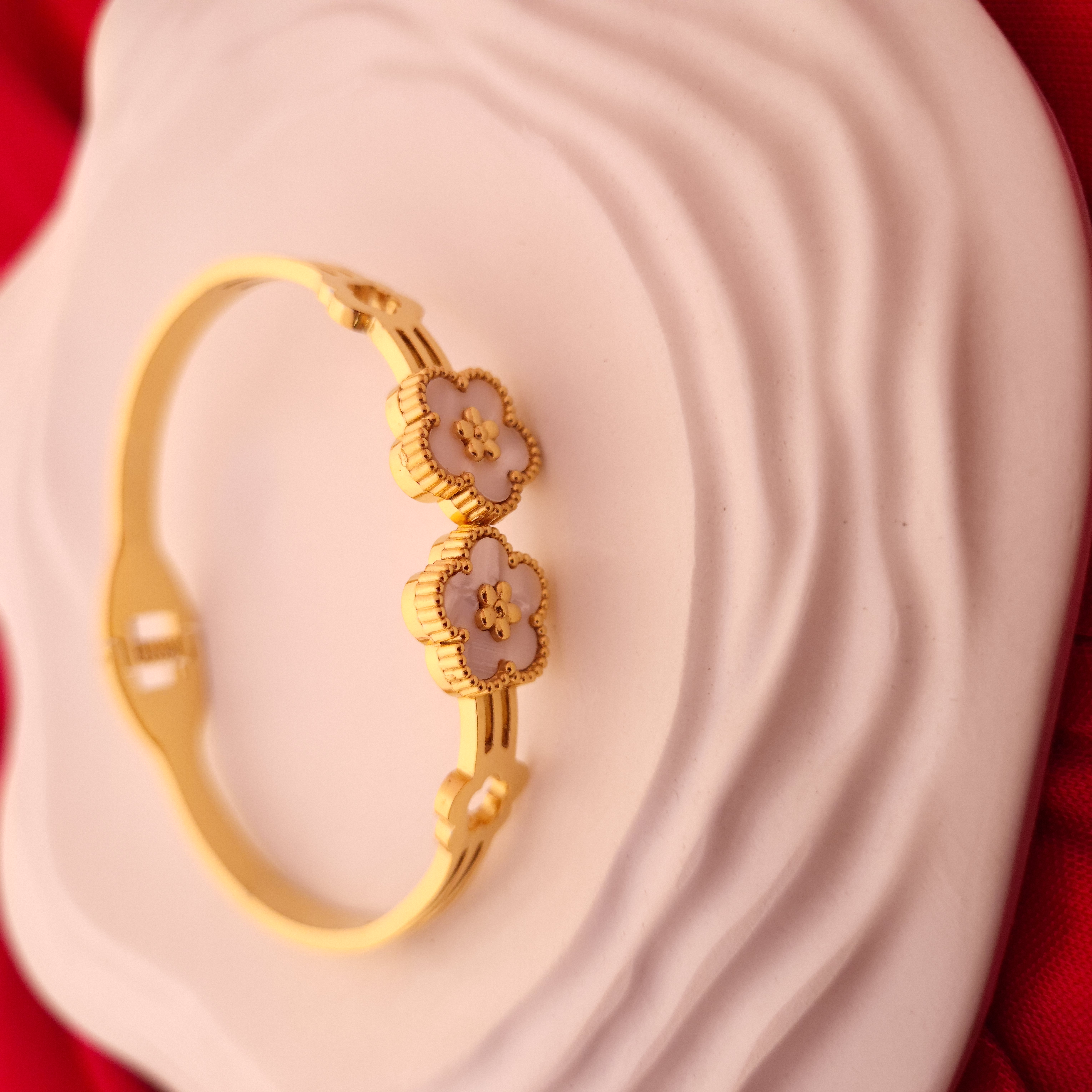 Pearl Blossom Gold Floral Bracelet
