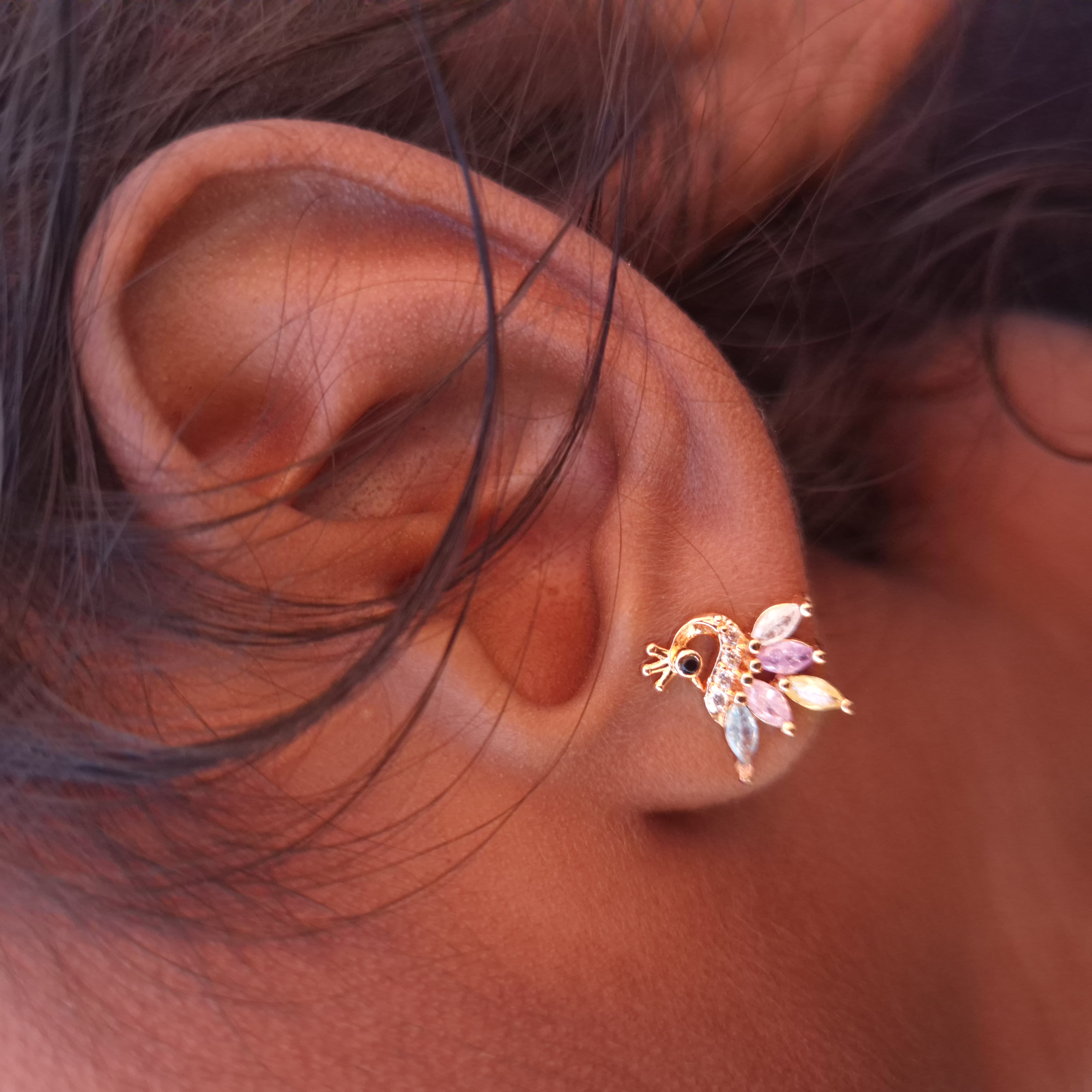 Lovely Multi Color Elegant Peacock Stud Earrings