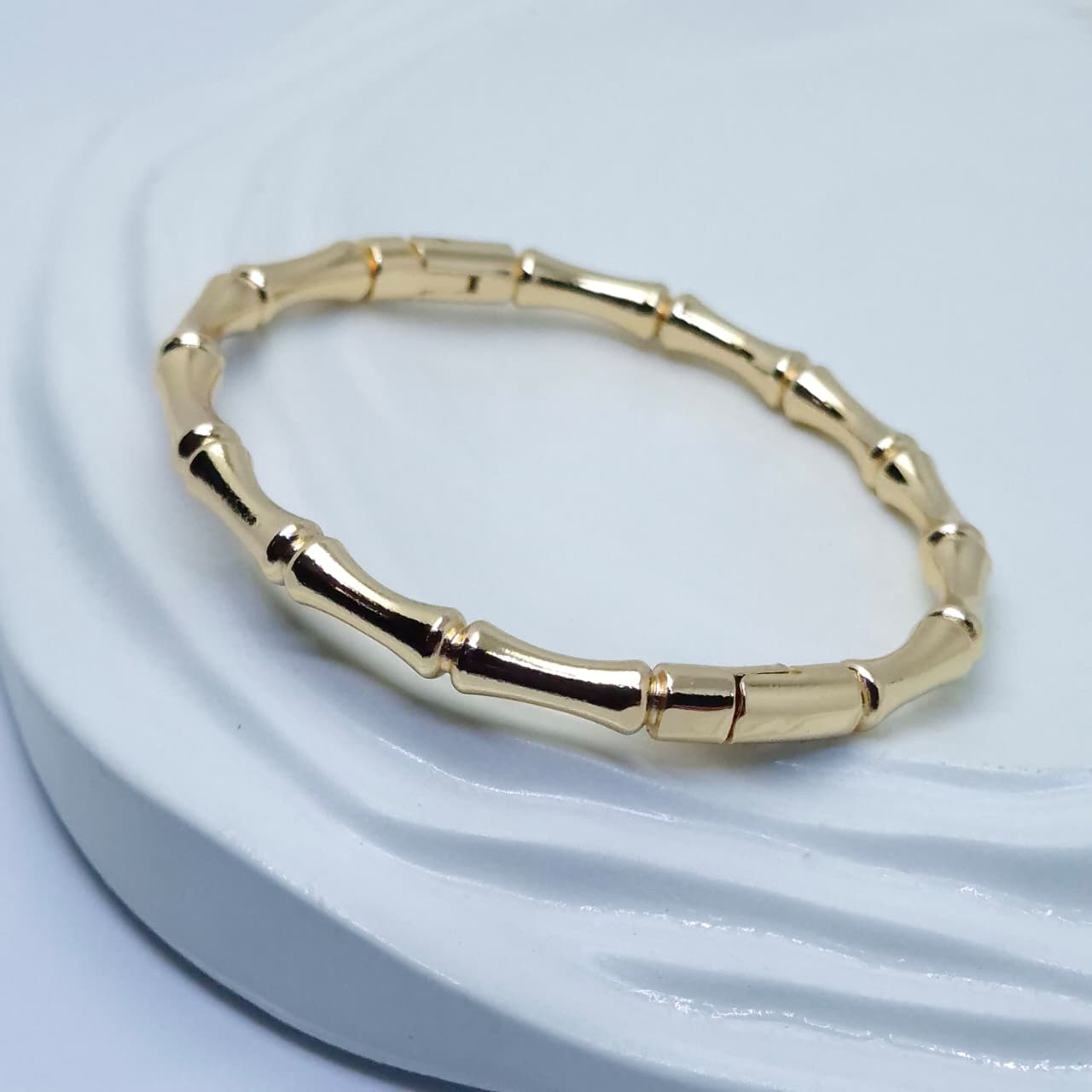 Anti Tarnish Gold Toned Bamboo Bracelet Small